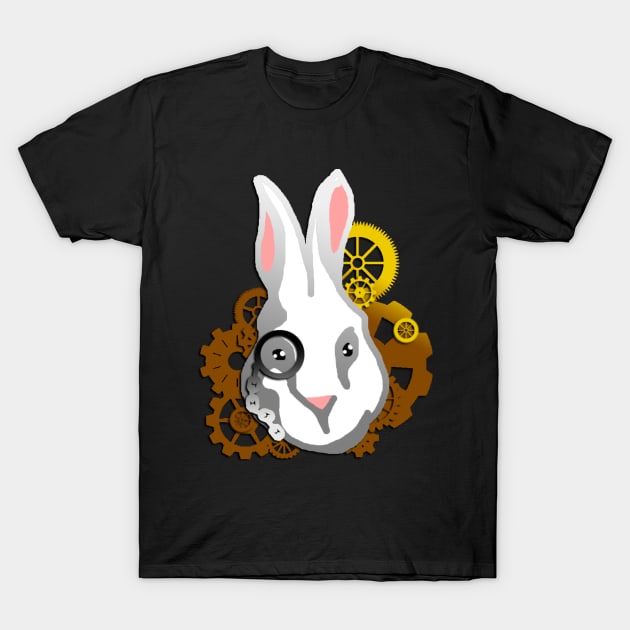 Steampunk White Rabbit T-Shirt by Not Meow Designs 